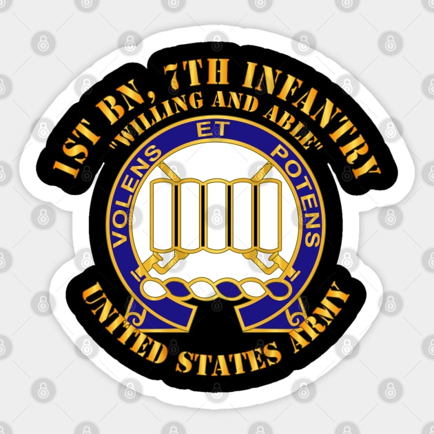 1st Bn, 7th Infantry - Willing and Able 2o DS X 300 Sticker by twix123844